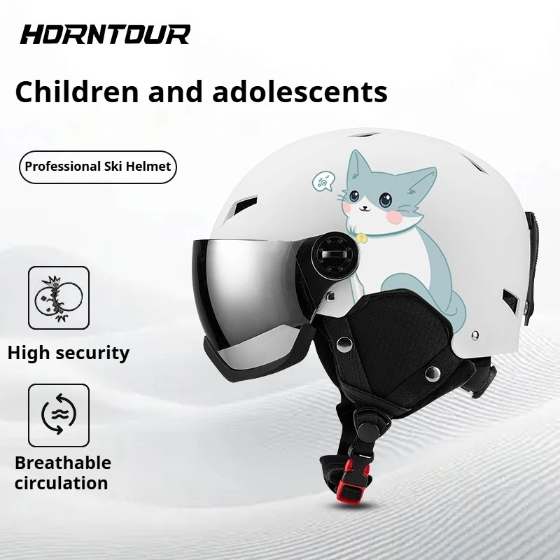 خوذة تزلج Horntour للرجال نظارات ثلج في معدات تزلج رياضية دافئة واحدة للبالغين على الجليد خوذة دراجة نارية خفيفة الوزن