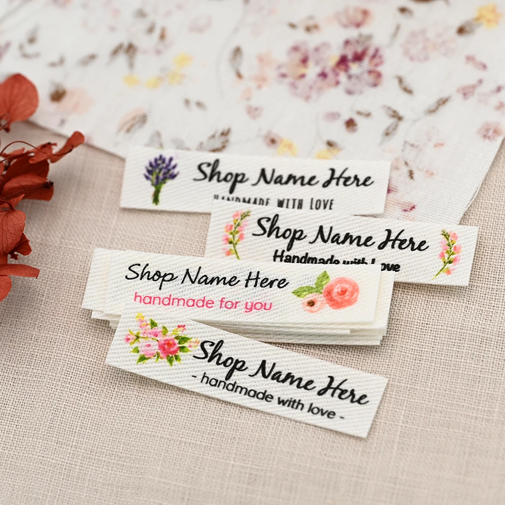 Étiquettes à repasser personnalisées, nom personnalisé, étiquettes de fleurs, étiquettes de vêtements pour la main, 1.25x5cm, TB5669