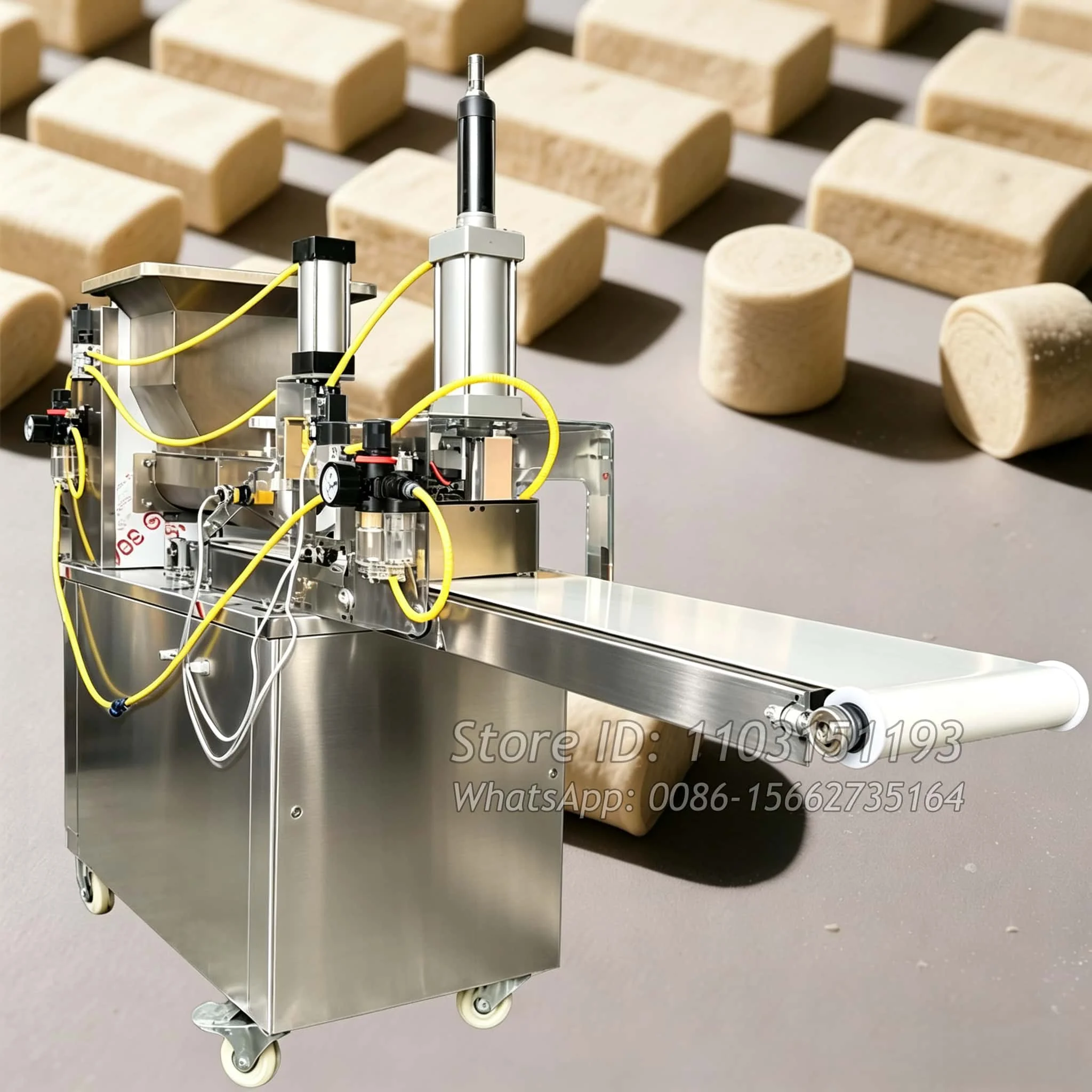 Continuous Pneumatic Bread Cookie Dough Strip Extruder Cutter Shaping Machine Cereal Protein Bar Making