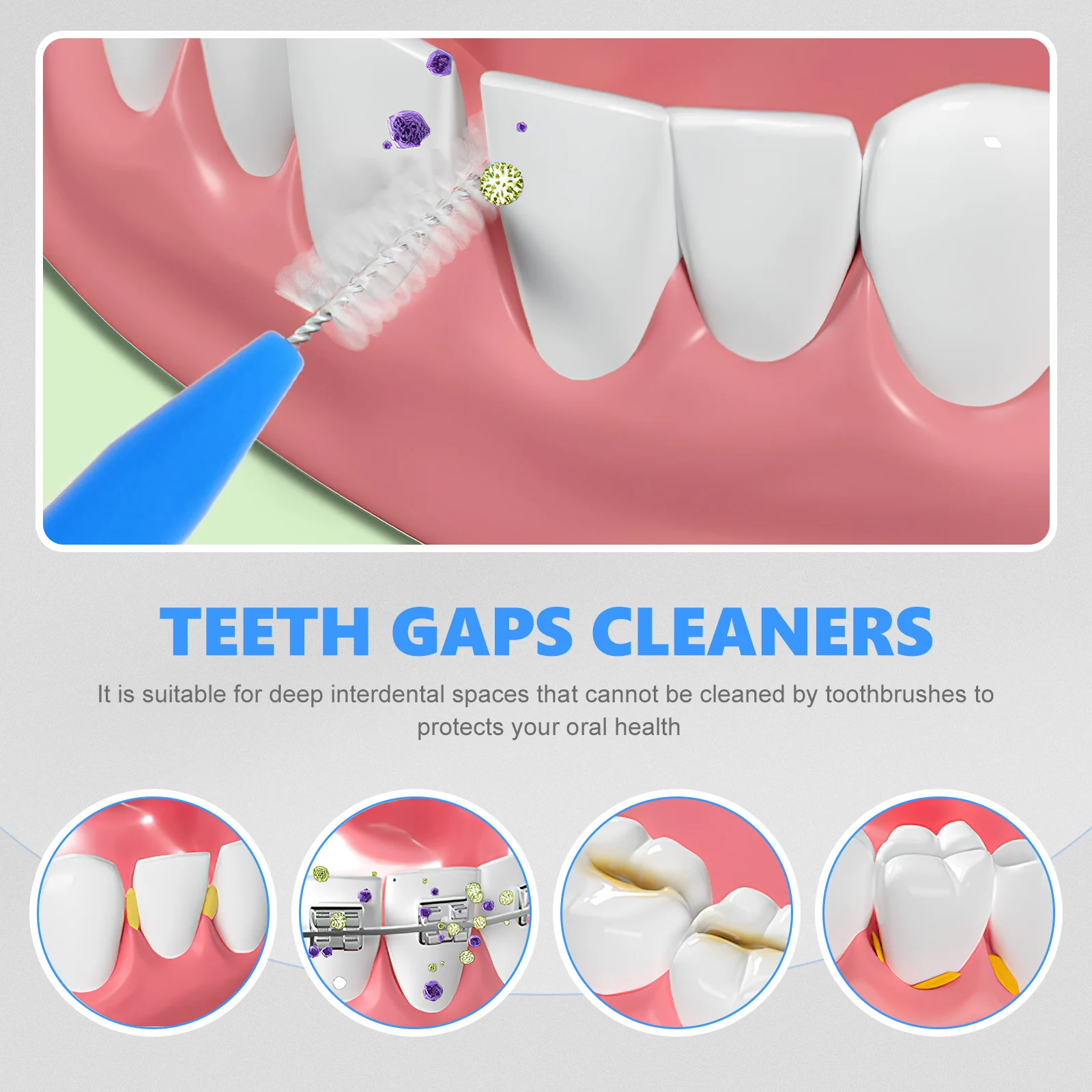

30pcs Interdental Brush Teeth Cleaner Oral Care Tool Portable Lightweight Durable For Gingivitis Braces Flossing Travel Family