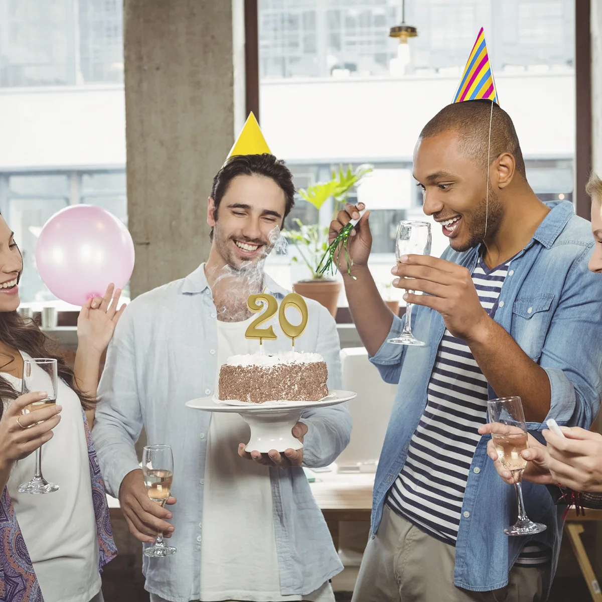 

2Pcs Number 20 Birthday Candles Golden Eco-Friendly Paraffin Number Birthday Cake Topper Party Supplies