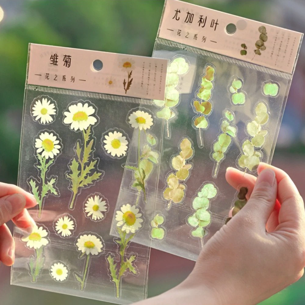 

Transparent PET Kawaii Creative Flower Plant Stickers Classic Hand Tent DIY Stick Labels Scrapbooking Material Journal Supplies