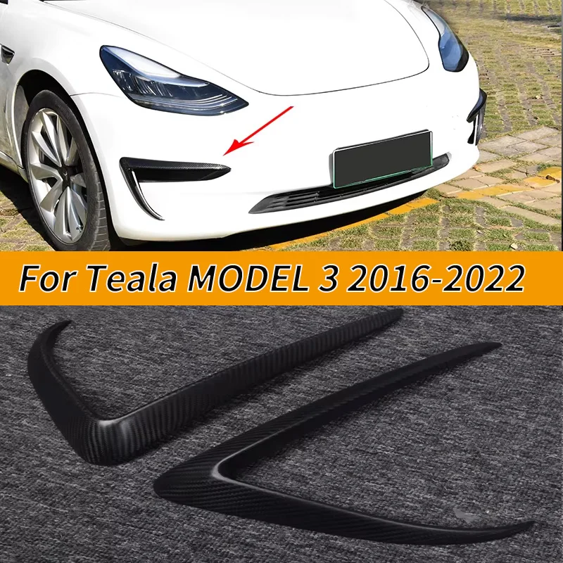 

The car front bumper beautification frame and the real carbon fiber anti-fog lamp frame cover are suitable for Tesla model3.2016