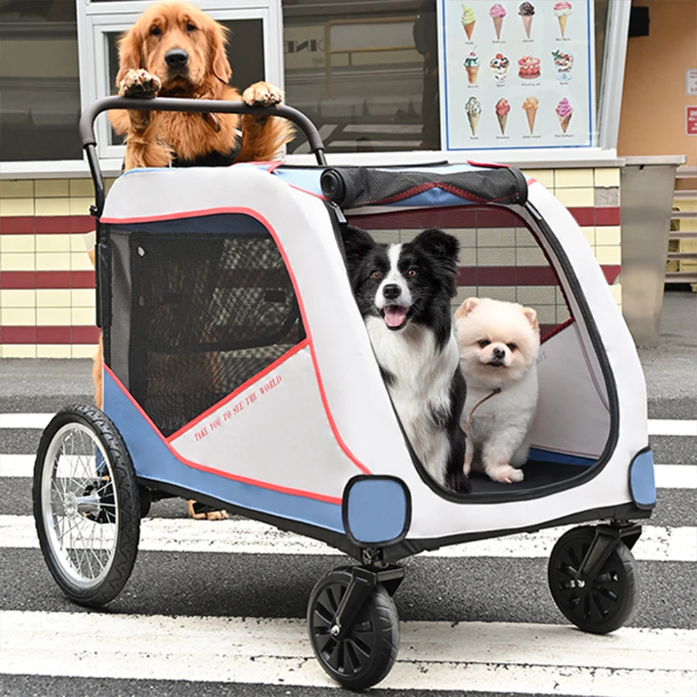 Giant Large Small Dog Multi-Pet Stroller with Smooth Steering Flexible Design for Cats and Dogs Pet Carriers Travel Product