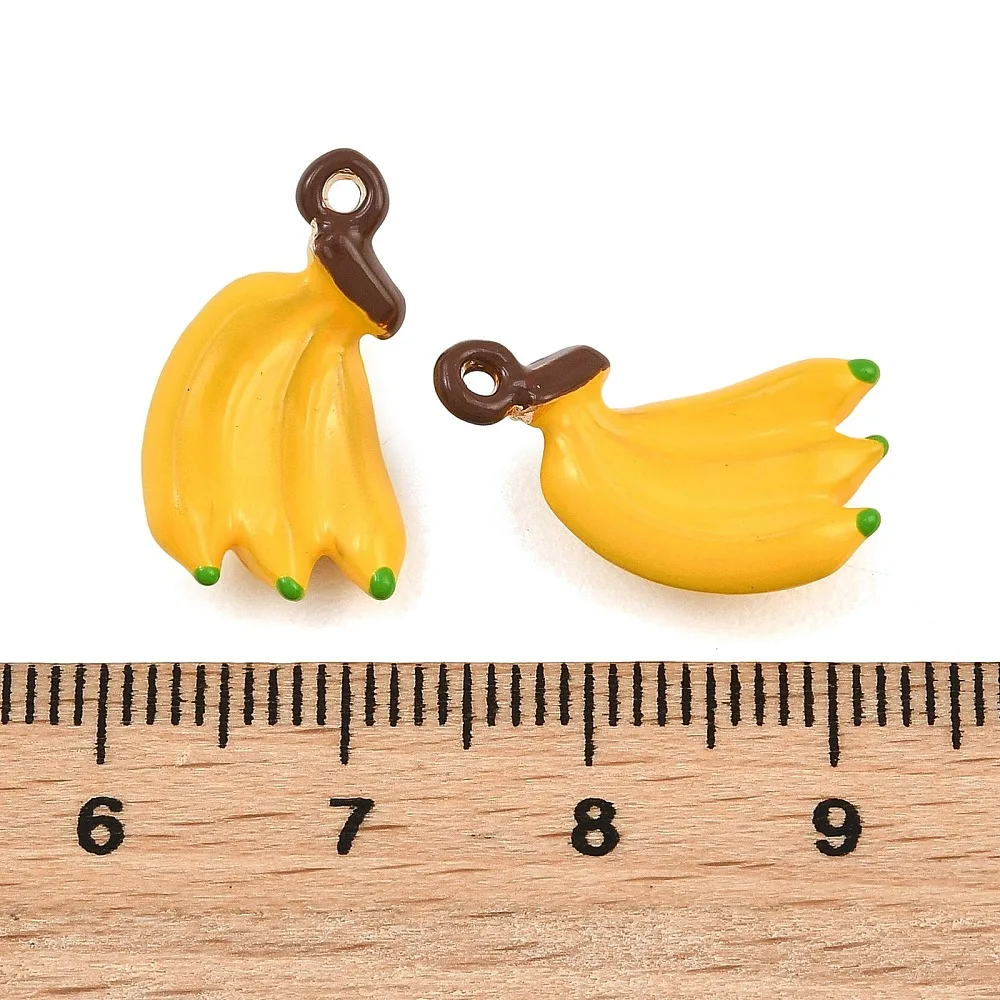 Kitbeads 10pcs Alloy Enamel Banana Bunch Charms Yellow Fruit Pendants for DIY Bracelet Necklace Earring Jewelry Making Supplies