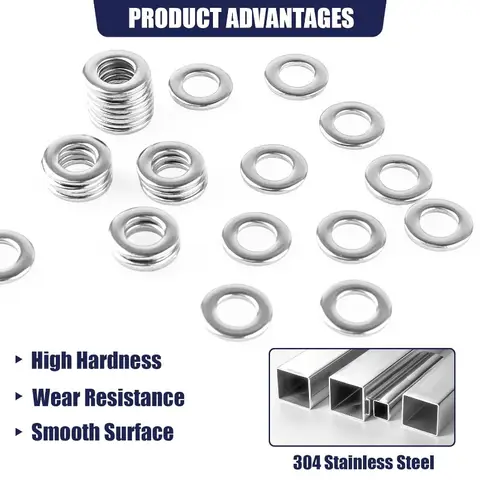 900/1800 st. 304 rostfritt stål plattbrickor M2-M12 oljetrågplugg metallbrickringar släta packningar fästelement hårdvara 8 best sales delar tvättmaskin - №5