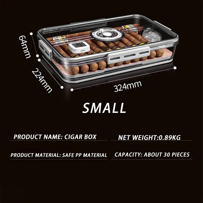 Small Portable Sealed Cigar Box Humidifier Cedar Woooshelf Multifunctional Hygrometer Pp Material