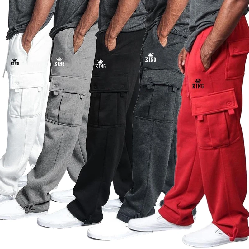 

Men's casual printed pocket sports pants straight leg sports pants jogging pants fashion jogging pants loose pants