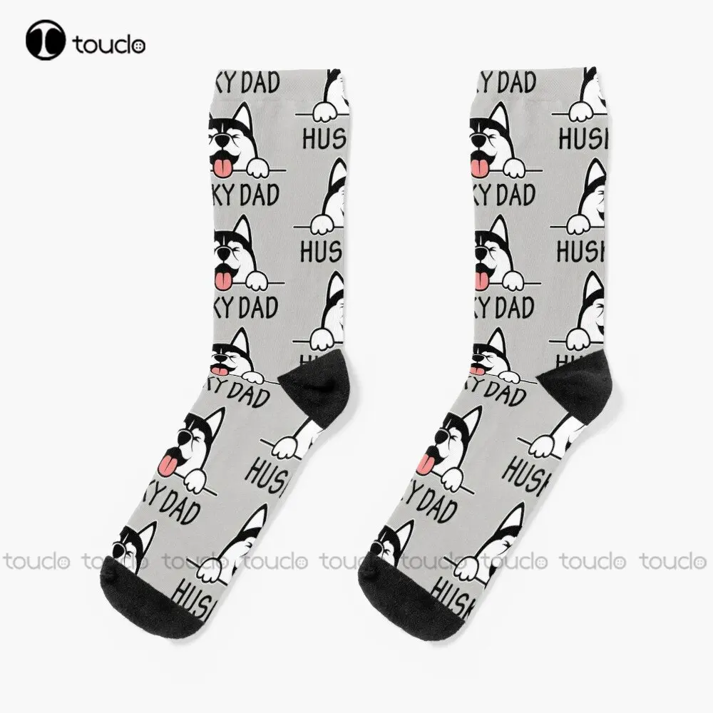 

Siberian Husky Dad Dog Dogs Puppy Puppies Socks Volleyball Socks 360° Digital Print Custom Gift Streetwear Funny Sock Art