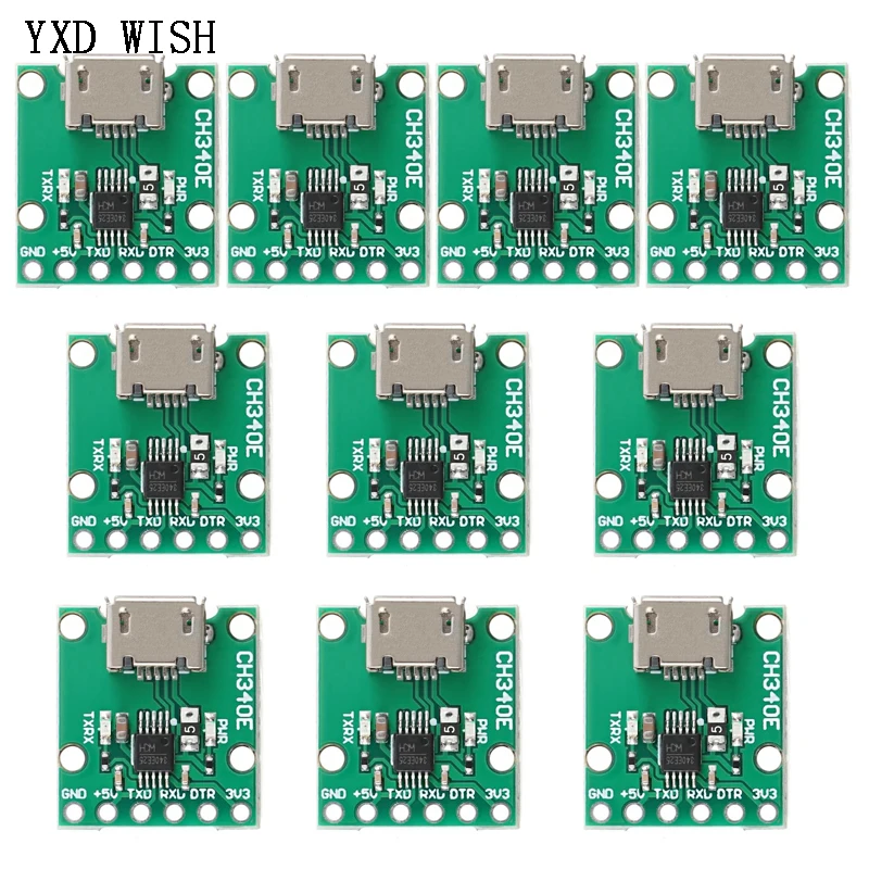 10pcs CH340E MSOP10 USB to TTL Serial Converter, 5V/3.3V Alternative CH340G Module For Arduino Pro mini DIY Tools Kit