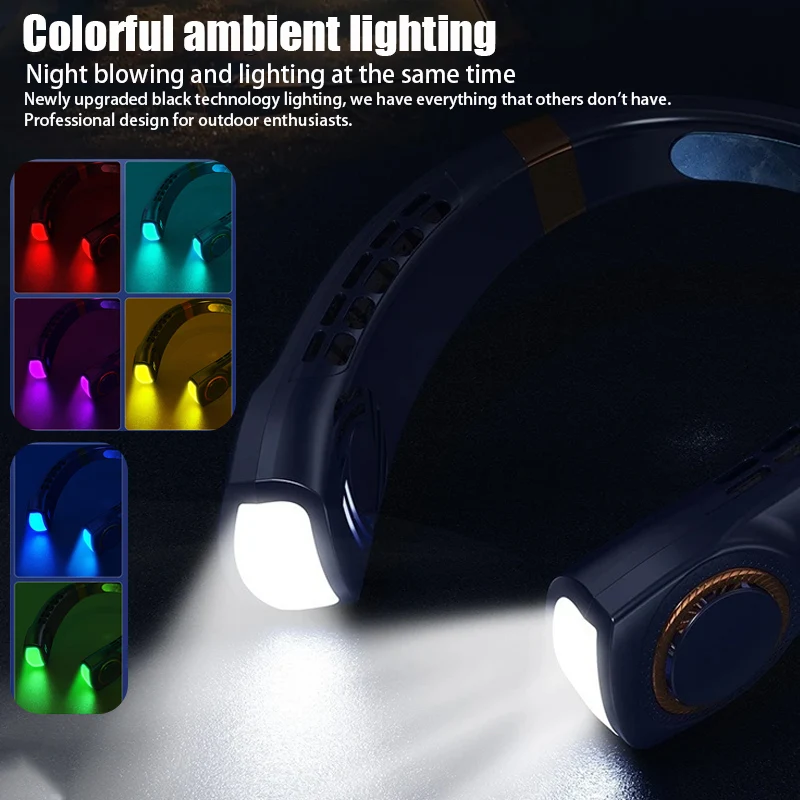 المحمولة معلقة الرقبة مروحة LED شاشة ديجيتال ضوء الليل USB قابلة للشحن الخالية من الشفرة الرقبة مروحة كهربائية مبرد الهواء مراوح التخييم