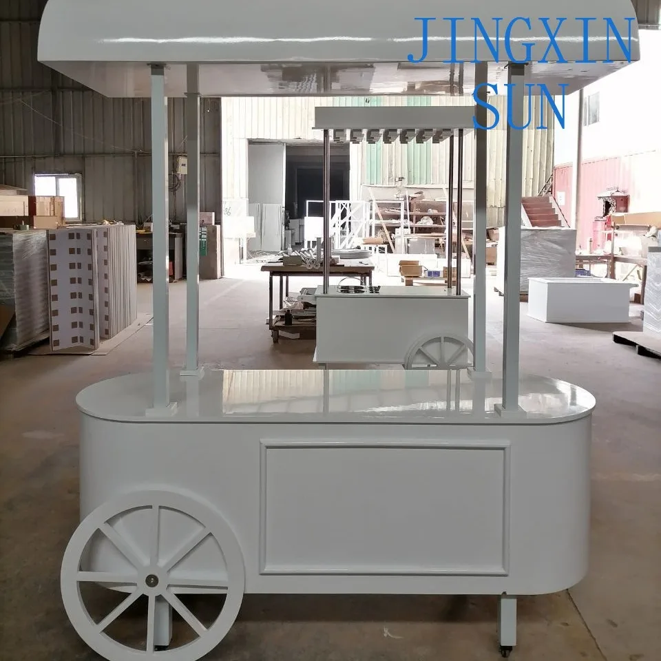 Large Candy Cart Solid White Wood Wedding Birthday Party Cart Sweet Cart view 3