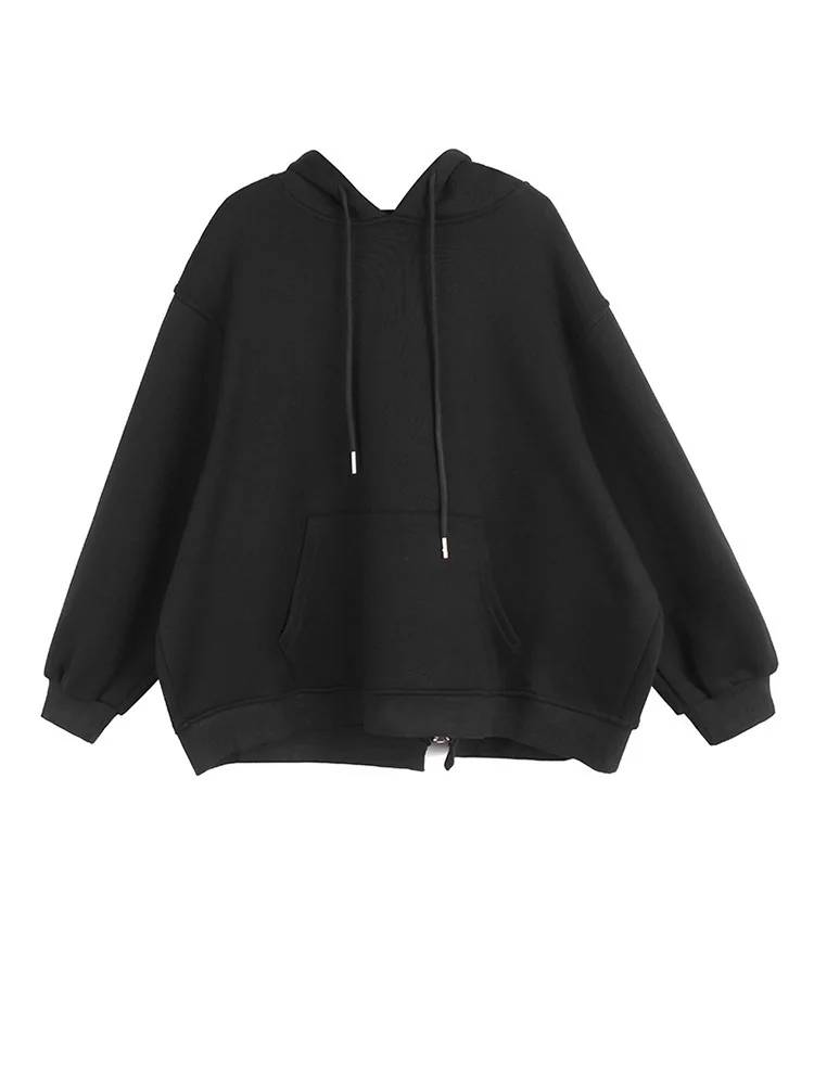 

Loose Fit Back Zipper Thick Sweatshirt New Hooded Long Sleeve Women Big Size Fashion Tide Spring Autumn 2022 K076