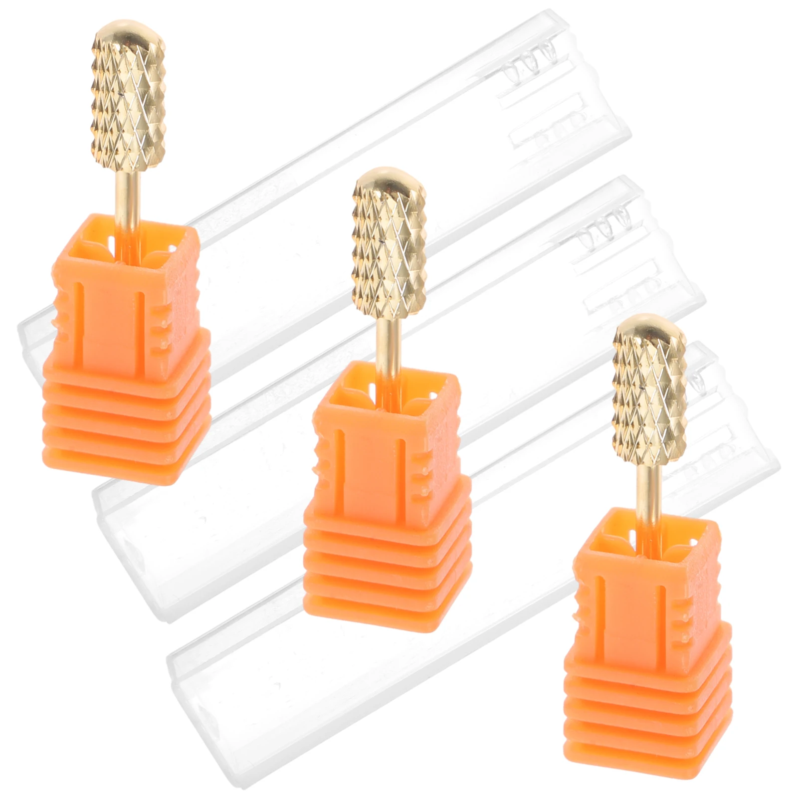 3pcs Drill Bits Tungsten Steel Golden 3 Shapes C Teeth Manicure Accessories Manicure Nail Bits Salon Spa Tools