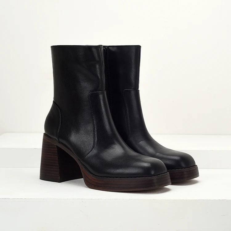 

Ботинки «Челси» большого размера, женские модные ботинки на высоком каблуке с боковой молнией, непромокаемые ботинки на платформе с квадратным носком, весна-осень