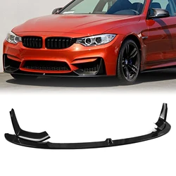 For BMW F80 M3 F83 M4 F82 2015-2020 Gloss Black/Carbon Fiber Look Front Bumper Spoiler Lip + Side Intake Vent Cover Splitter Kit