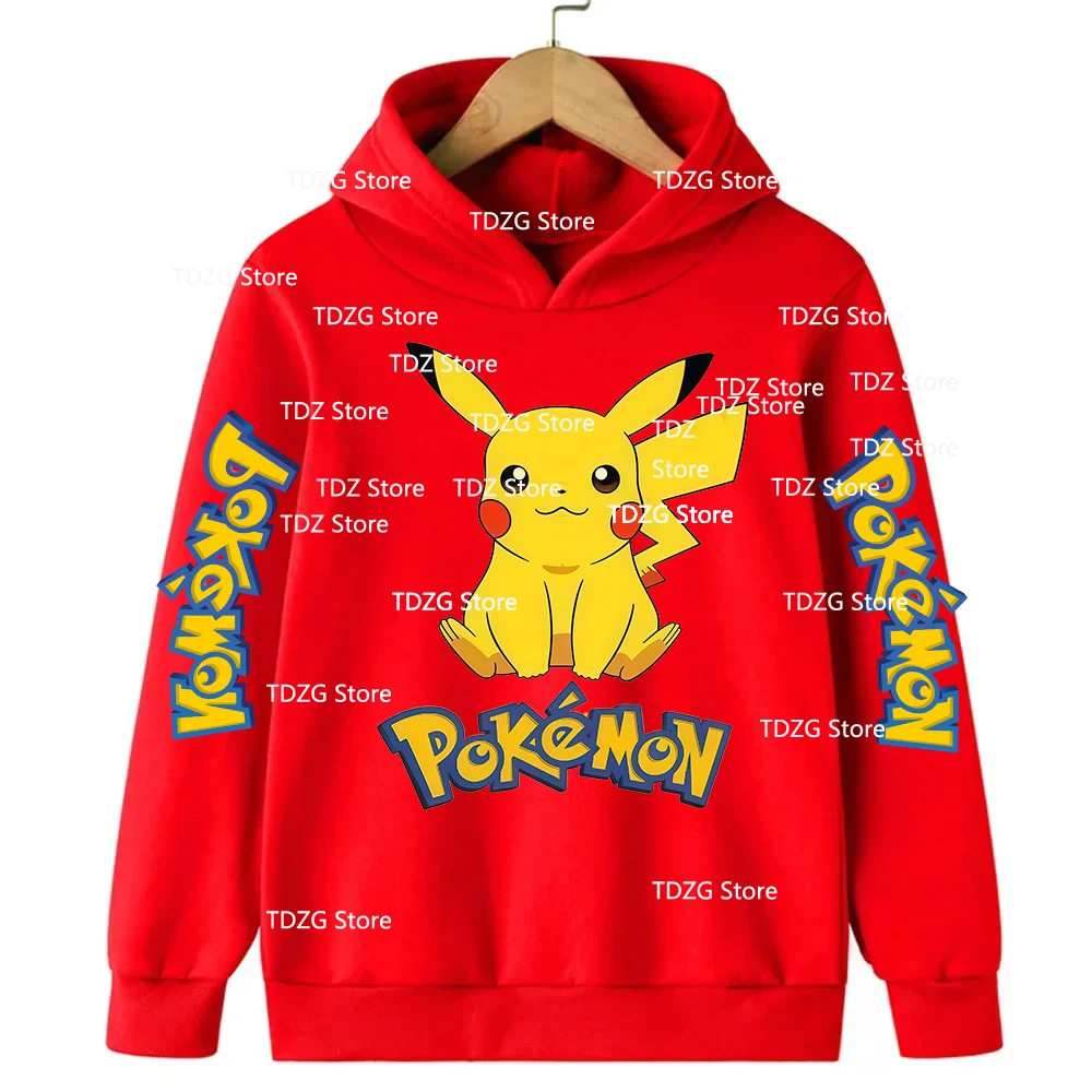 الخريف أنيمي بيكاتشو جيب وحوش الفتيان والفتيات الكرتون المطبوعة عارضة محبوك مقنعين ملابس رياضية الطفل ملابس الأطفال #4