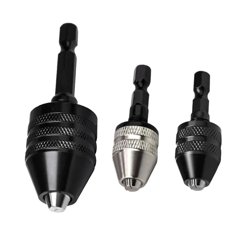 AT63-Keyless Shank Drill Chuck Adapter Set, Fits Impact Driver& Power Tools- 1/4
