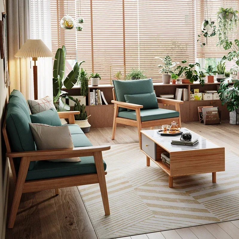 

Wood Color Sofa Japanese Style All Solid Wood Sofa