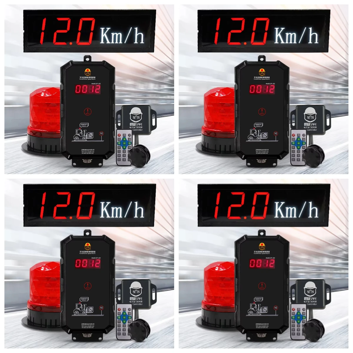 Large LED Display Screen Forklift Speed Alarm with Wireless Sensor DC12V-48V for Trucks