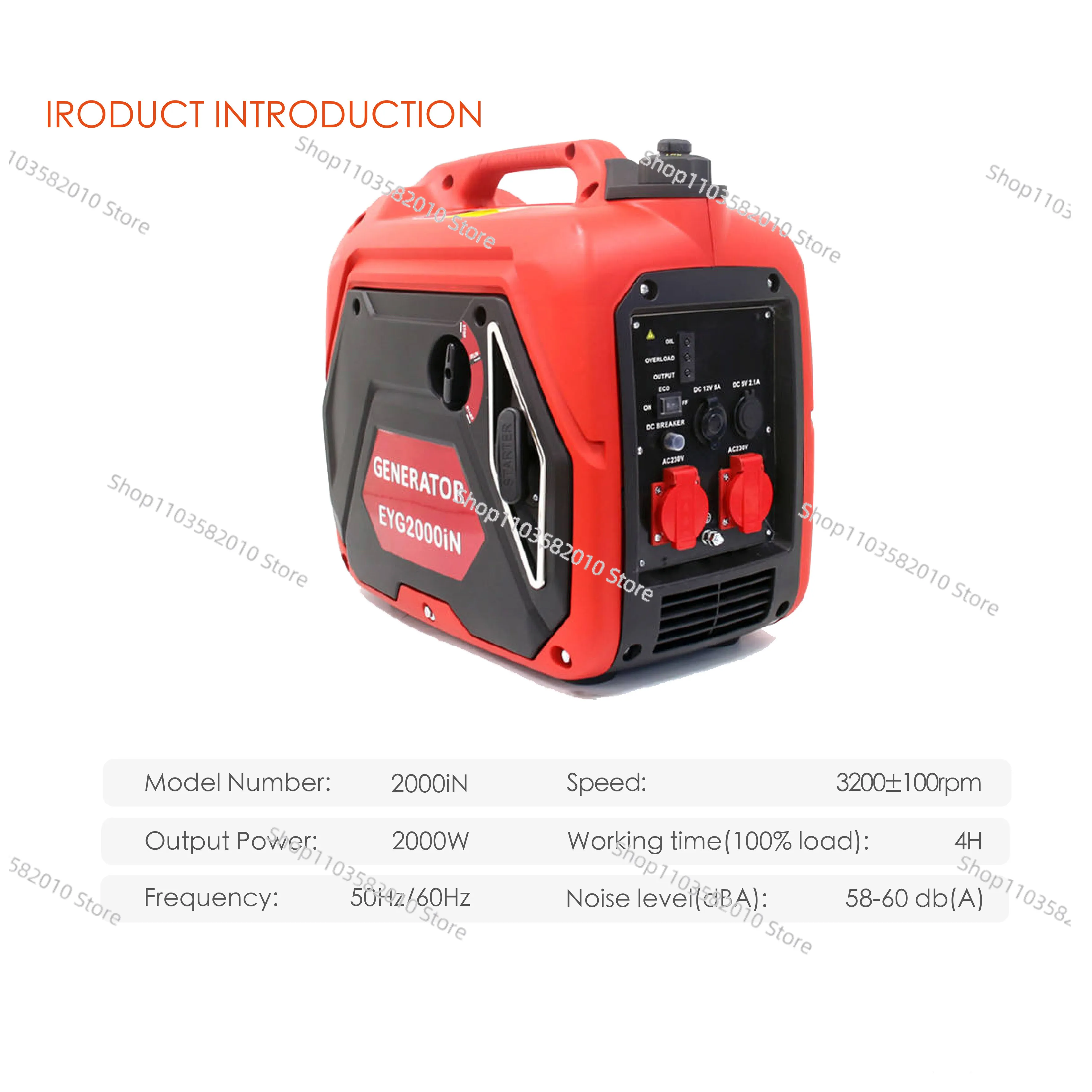 230V Europe Socket Portable 2000w Inverter Generator Petrol Gas Power Silent Generators Inverter Generator For Home Outdoor