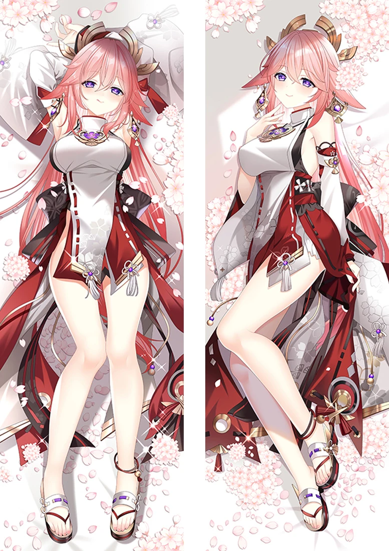 Genshin Impact Yae Miko Dakimakura Waifu 2-Side Print Anime Decor Pillow Cover Hing Body Pillowcase Cushion Otaku