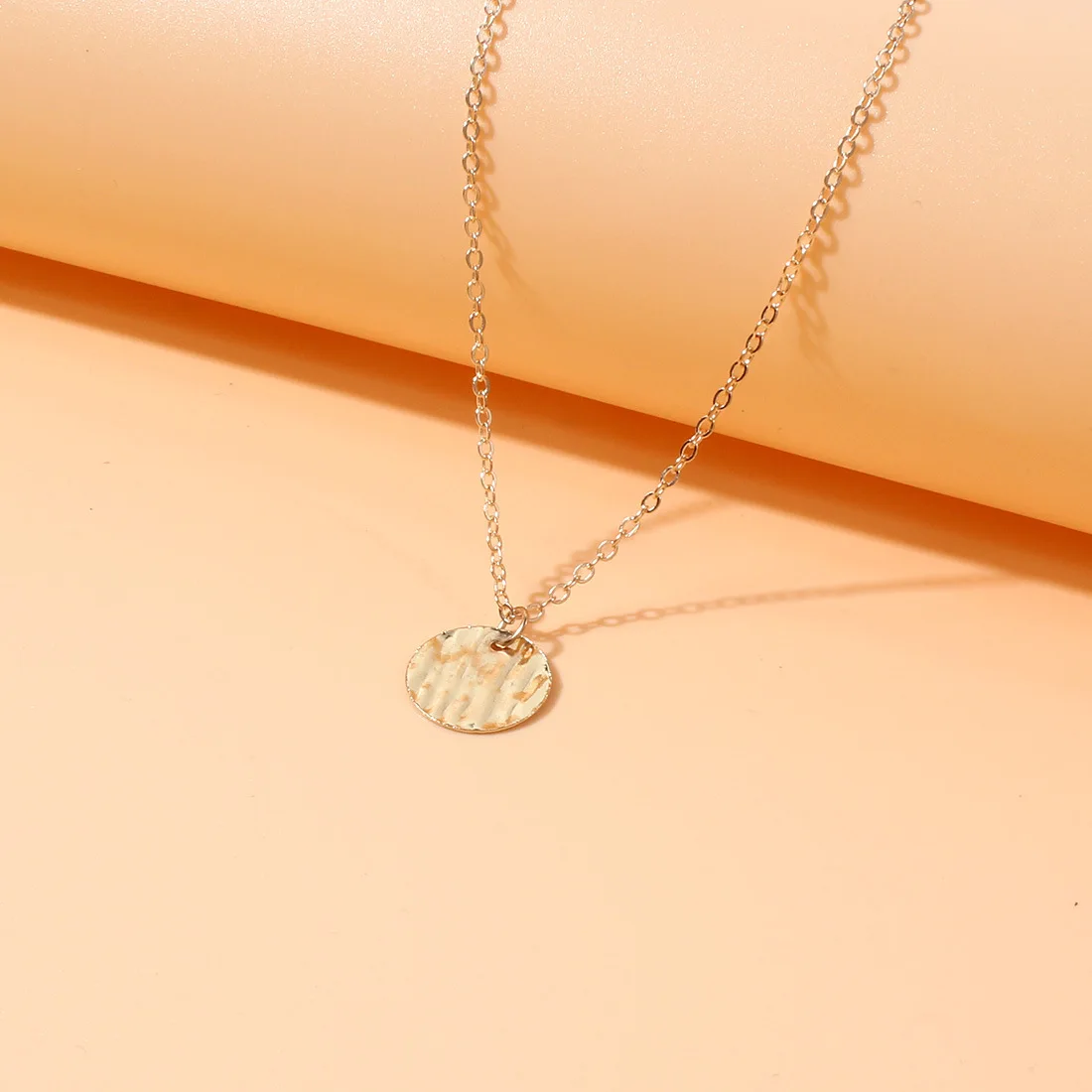 DIY accessories European and American cross-border personalized gold disc coin pendant, alloy multi-layer collarbone chain femal