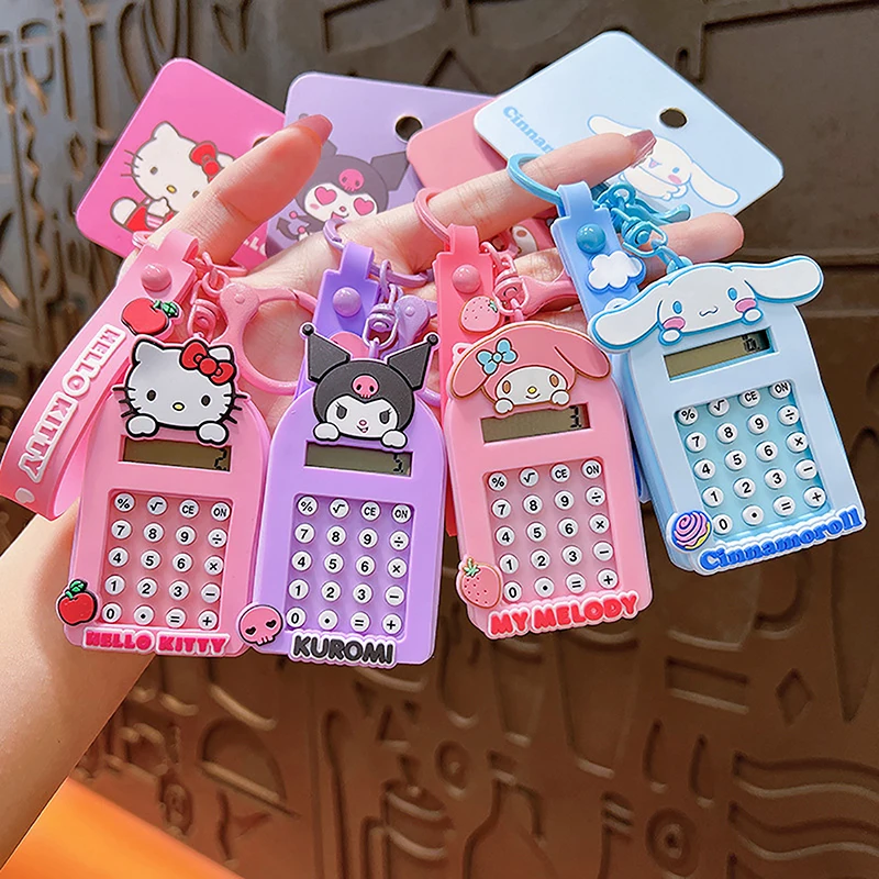 Mini calculadora Sanrio con llavero, llavero de Anime de dibujos animados, llavero, Bolsa Escolar, accesorios colgantes, regalos encantadores