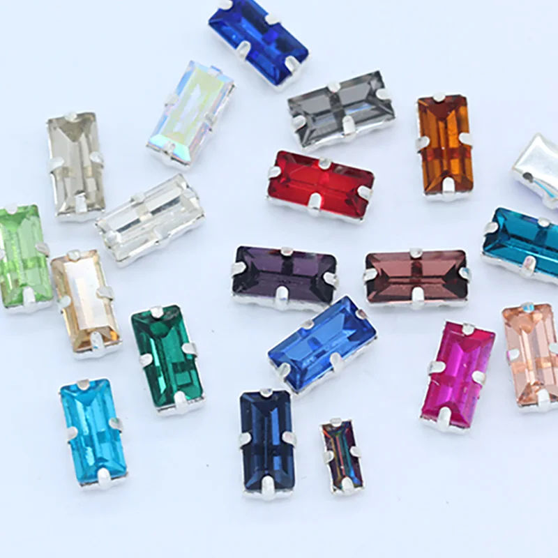 All size&Color rectangle stone sew on crystal glass rhinestone sewing claw montees embelliment beads for wedding dress