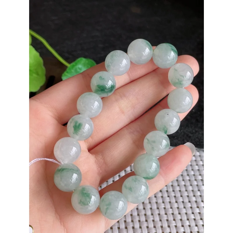 

Myanmar Natural a Bracelet Bead Ice-like Floating Flowers round Beads 16 Jade 51.77G Source