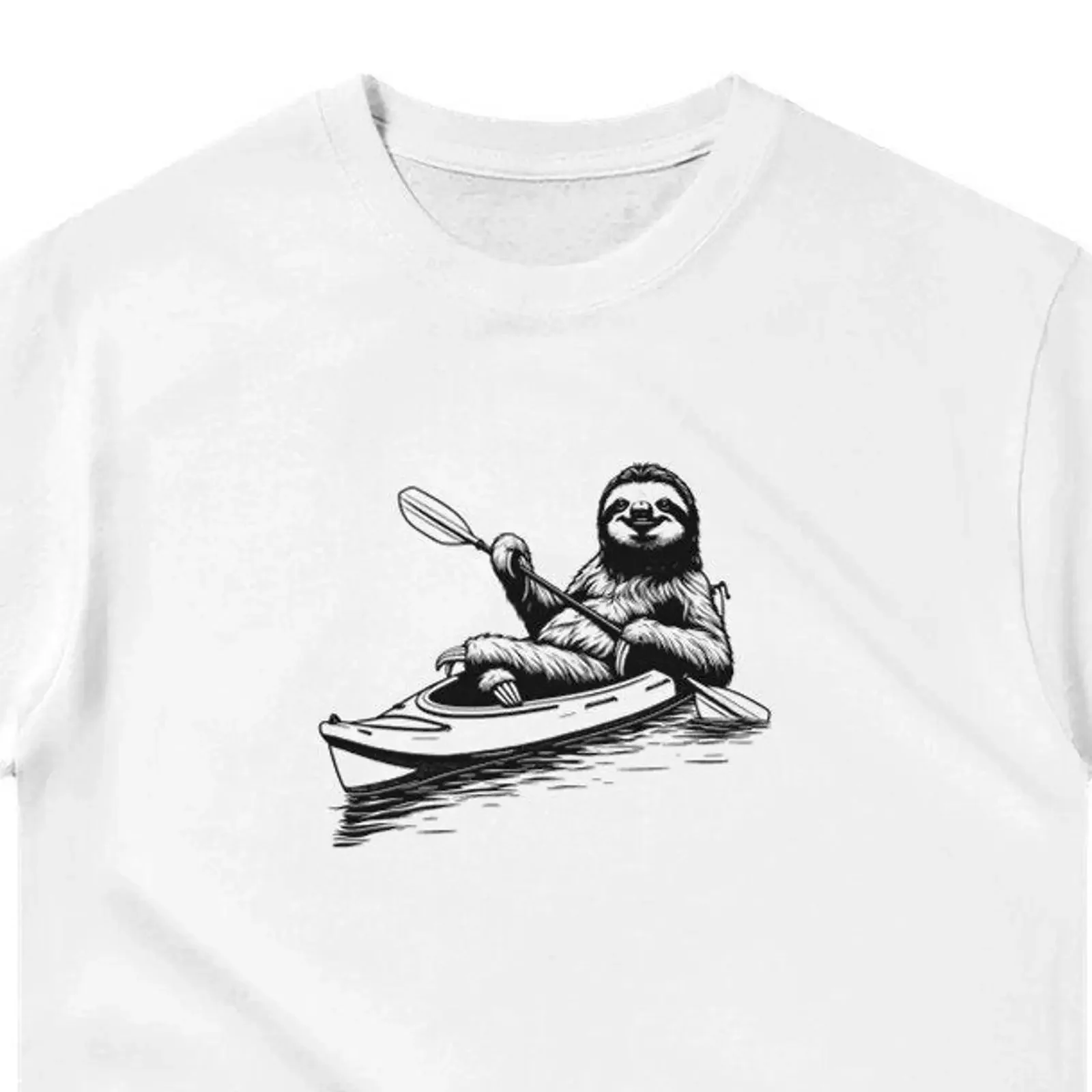 Sloth Kayaking Adventure T Shirt Animal Lover Funny s For Him Her vintage Washed Slightly streetwear Soft Versatile Casual