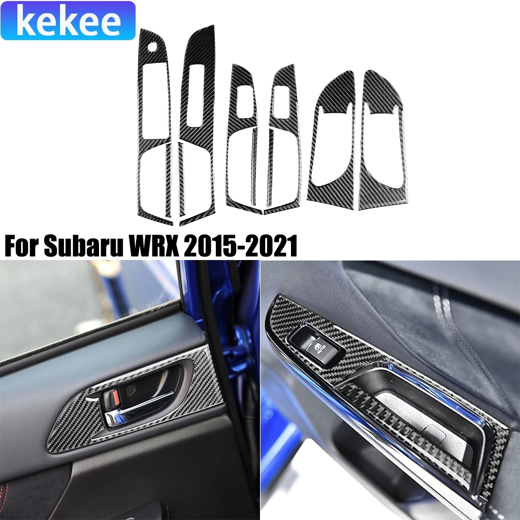 

For Subaru WRX 2015-2021 Carbon Fiber Door Armrest Window Lifting Control Switch Car Accessories Cover Tuning Stickers Auto Trim