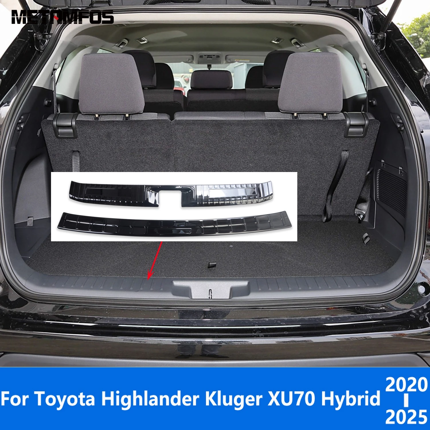 

Аксессуары для Toyota Highlander Kluger Hybrid 2020-2024 2025, задний бампер багажника, накладка на порог багажника, защитная пластина