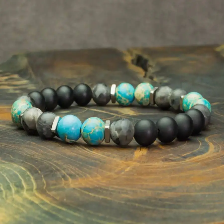 

Handmade Turquoise beads bracelet, men's cuff button bracelet, Ramadan prayer bead bracelet,holiday gift, daily wear