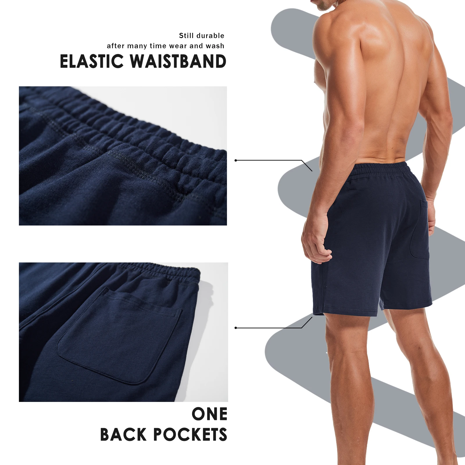 Men's 2Pack/3Pack Multi Pack 5 Inch 100% Cotton Sweat Shorts Elastic Drawstring Casual Athletic Workout Short Pants Multi Color