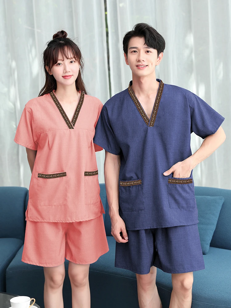 New High-End Sweat Sauna Suit Men's Absorbent Fashion Design Simple Modern Spa Bathing Center Sauna Clothing Cotton Material