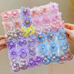 Mesh Flower Hair Bands com Elasticidade para Crianças, Baby Headband, Princess Headwear, Cute Girl Rubber Band, Hair Tie Acessórios, 10Pcs