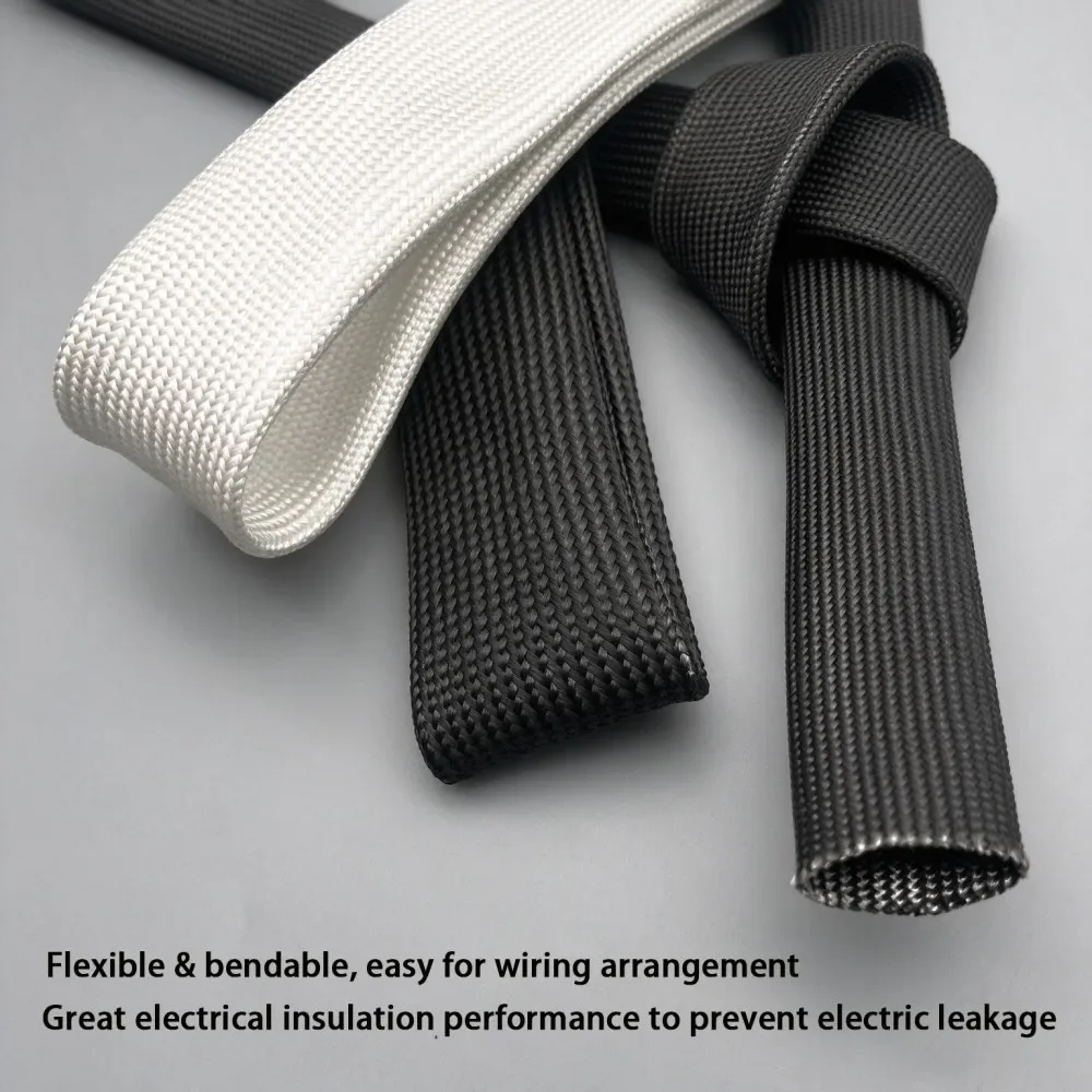 Braided Fiberglass Sleeve 600 Deg.C 1 ~ 35mm High Temperature Chemical Glass Insulation Soft Fiber Tube Sleeving Cable Protector