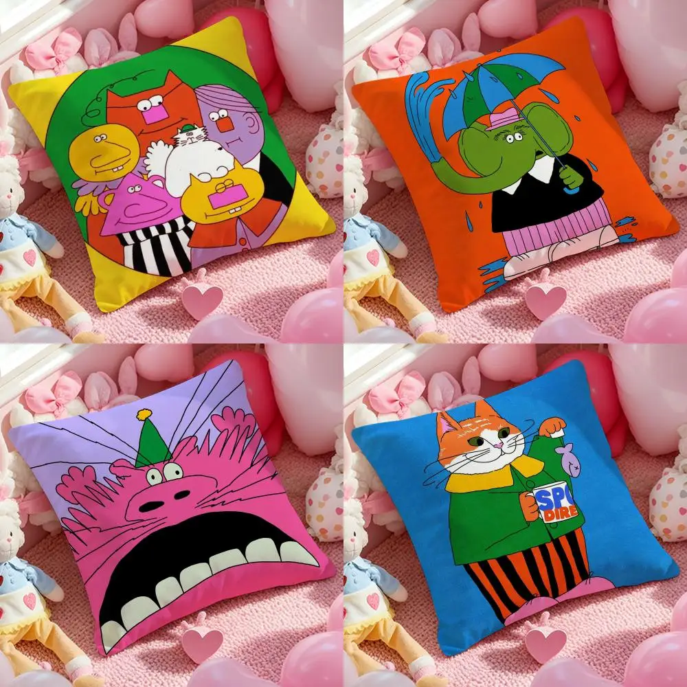 

Милый ретро-чехол для подушки с иллюстрацией, защита от пылевых клещей, невидимая молния, шелковистый короткий плюш, чехол для диванных подушек