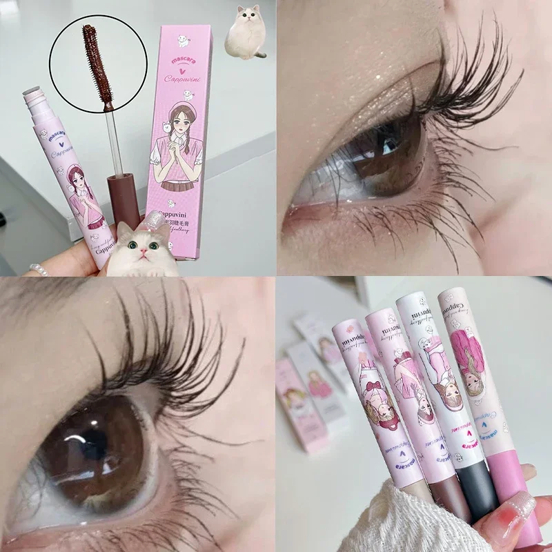 Cartoon Girl Mascara Waterproof Lengthens Eyelashes Extension Black Non-smudge Lengthening Volume Silk Fiber Mascara Cosmetics