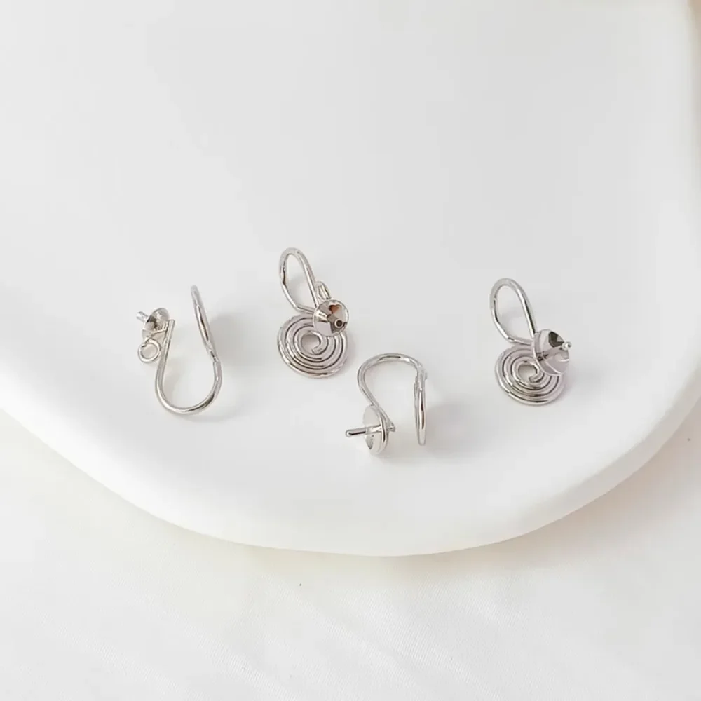Copper Plated White Gold Clip Earring Settings with Rings, Mosquito Coil Ear Cuff Settings, DIY Earring Making Supplies