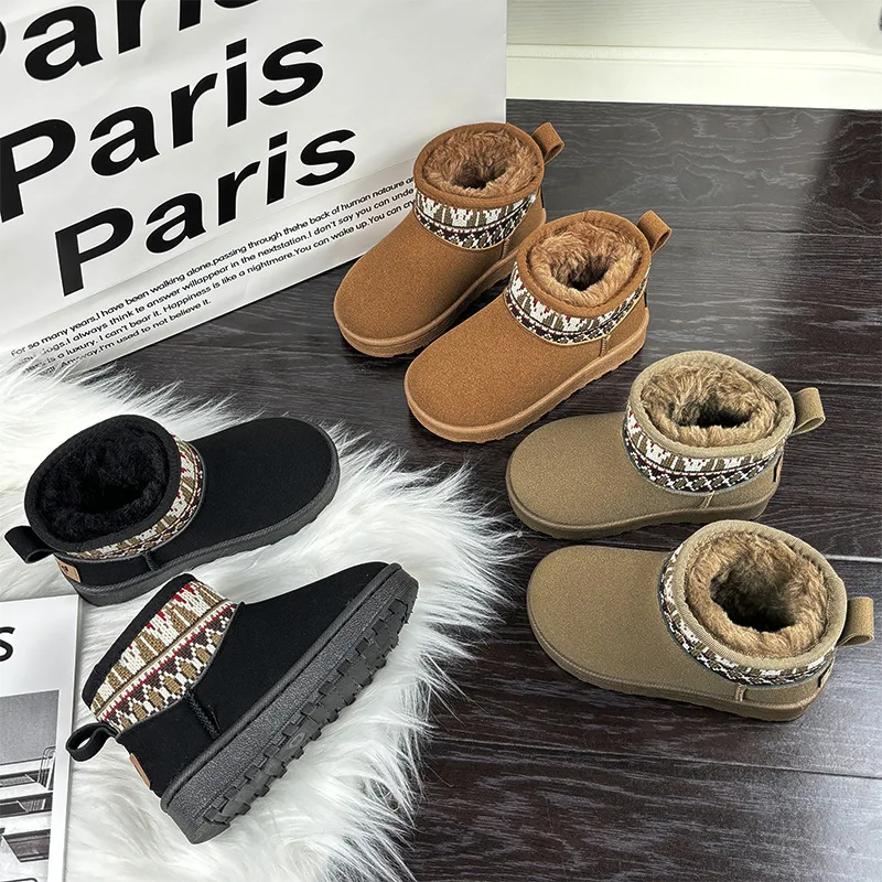 

Retro Girl Boot 2025 Autumn New with Velvet Warm Girl Shoe Platform Kid Snow Boot Casual Kid Shoes Versatile Winter Women Boots