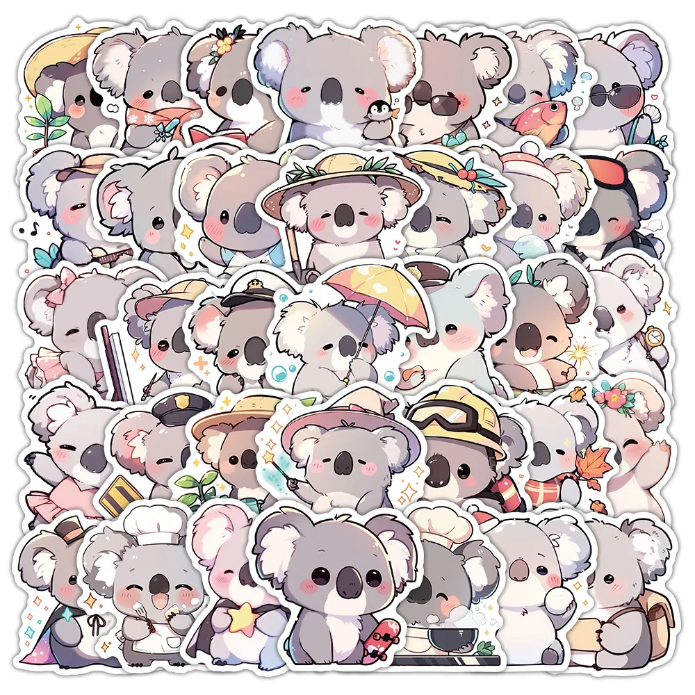 54 koala graffiti stickers, small animals, decorative stationery box, hand account material stickers