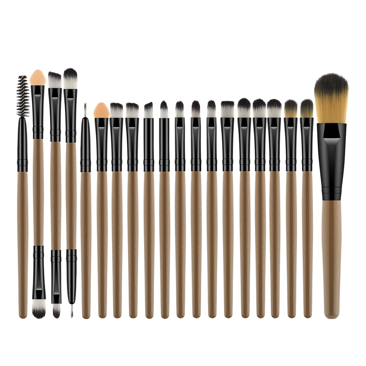 Juego de 20 Uds de brochas de maquillaje cosméticas con mango de bambú de uso diario profesional para mujeres brocha para polvo