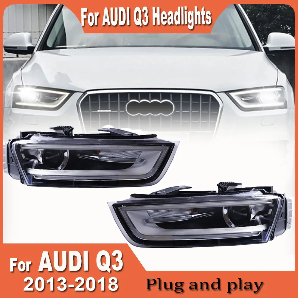 

LED Headlight For Audi Q3 2013 2014 2015 2016 DRL Modification Assembly Front Lamp Projector Lens Car Accessory Plug and play