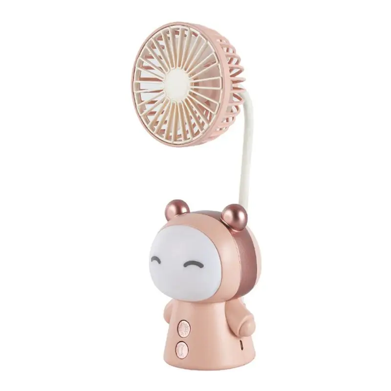 [NEW!A65Z】 Mini Fan Cartoon Portable Fan With Night Light USB Rechargeable Operated Folding Small Fan For Table Study Desk Lamp