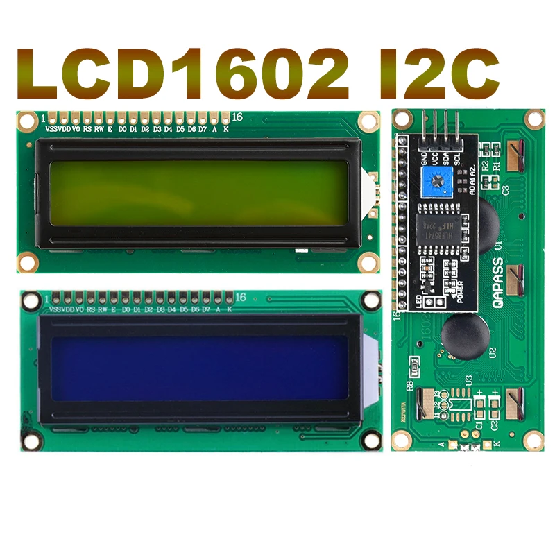 LCD1602 I2C Display Module Blue Yellow Green Screen 5V PCF8574 IIC Adapter Llate for Arduino