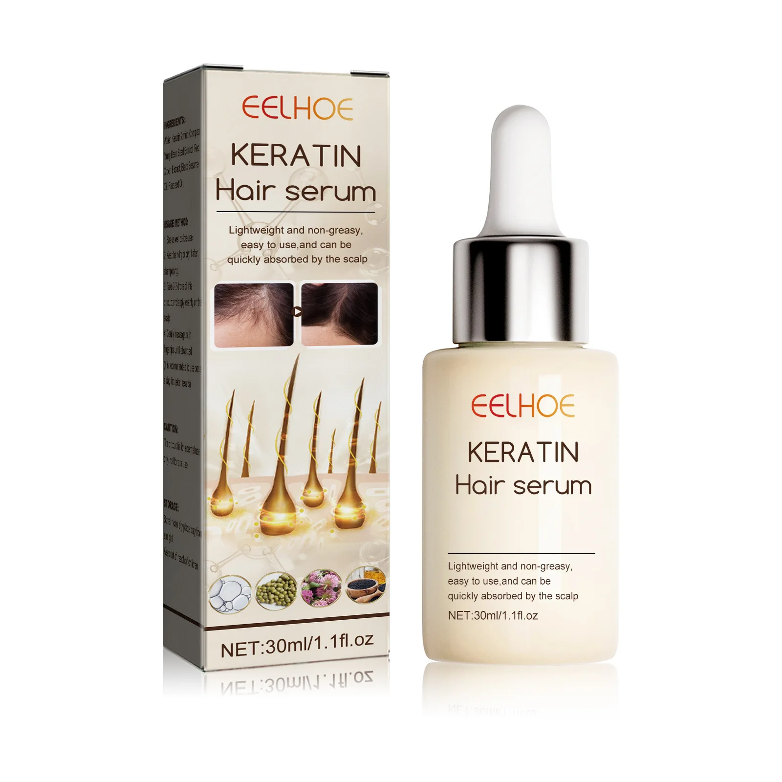 EELHOE Dense Hair Growth Oil Repair Damaged Natural Extract Nourishing Hair Treatment Serum Pro Keratin Hair Strengthening Oil