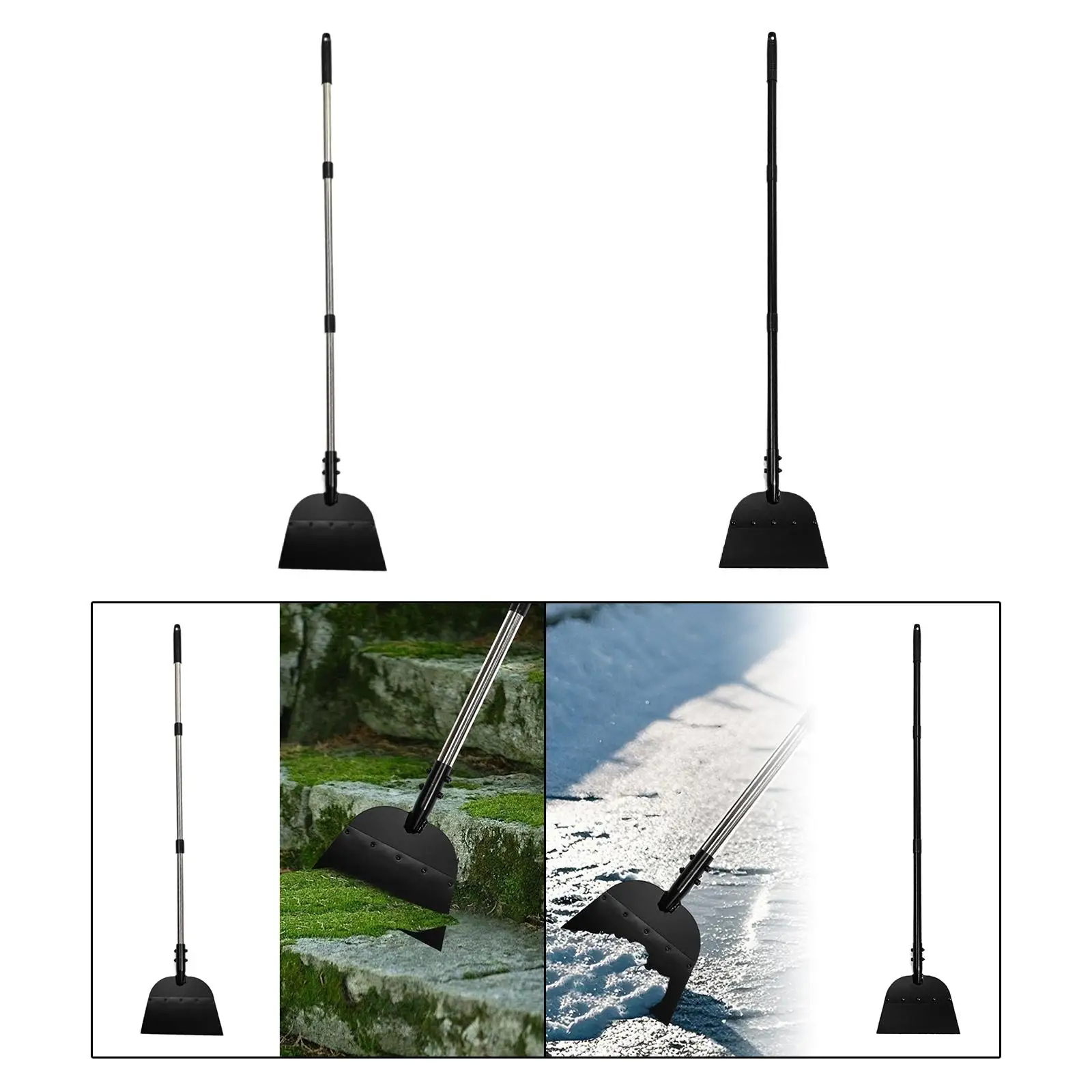 Ice Removal Tool Garden Cleaning Scraper Nonslip Handle Stainless Steel Scraper for Outdoor Lawn Edging Stairs Road Walkway