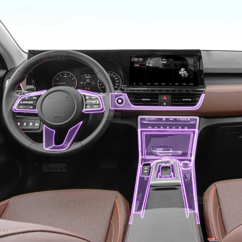 For KIA Seltos KX3 2024 2021-2023 Car Interior Center Console Transparent TPU Protective Film Anti Scratch Sticker LCD Screen
